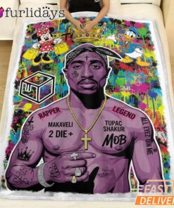 Tupac Graffiti Purple Blanket