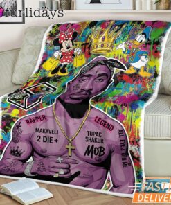 Tupac Graffiti Purple Blanket