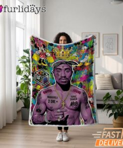 Tupac Graffiti Purple Blanket