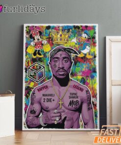 Tupac Graffiti Purple Canvas, Rap Lengends Poster