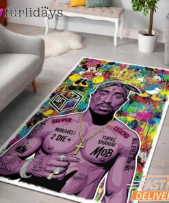 Tupac Graffiti Purple Rectangle Rug