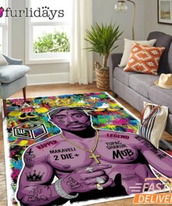 Tupac Graffiti Purple Rectangle Rug