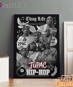 Tupac Hip Hop Thug Life Collage Canvas, Rap Lengends Poster