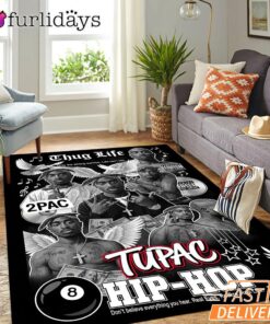Tupac Hip Hop Thug Life Collage Rectangle Rug