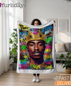 Tupac King Crown Pop Blue Blanket