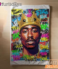 Tupac King Crown Pop Blue Blanket