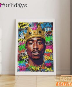 Tupac King Crown Pop Blue Canvas, Rap Lengends Poster