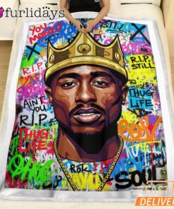 Tupac King Crown Pop Bright Blanket