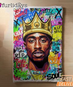 Tupac King Crown Pop Bright Blanket