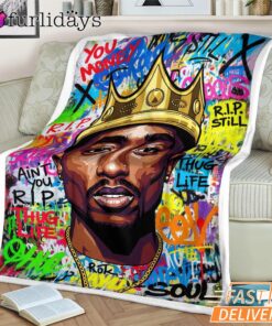 Tupac King Crown Pop Bright Blanket