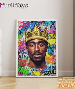 Tupac King Crown Pop Bright Canvas, Rap Lengends Poster