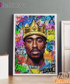 Tupac King Crown Pop Bright Canvas, Rap Lengends Poster