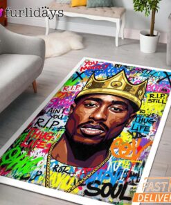 Tupac King Crown Pop Bright Rectangle Rug