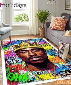 Tupac King Crown Pop Bright Rectangle Rug