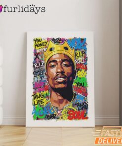Tupac King Crown Pop Green Canvas, Rap Lengends Poster