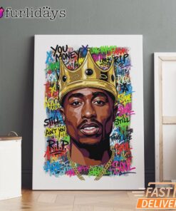 Tupac King Crown Pop Yellow Canvas, Rap Lengends Poster
