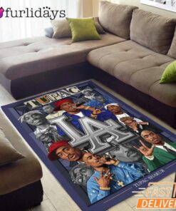 Tupac LA City Collage Rectangle Rug