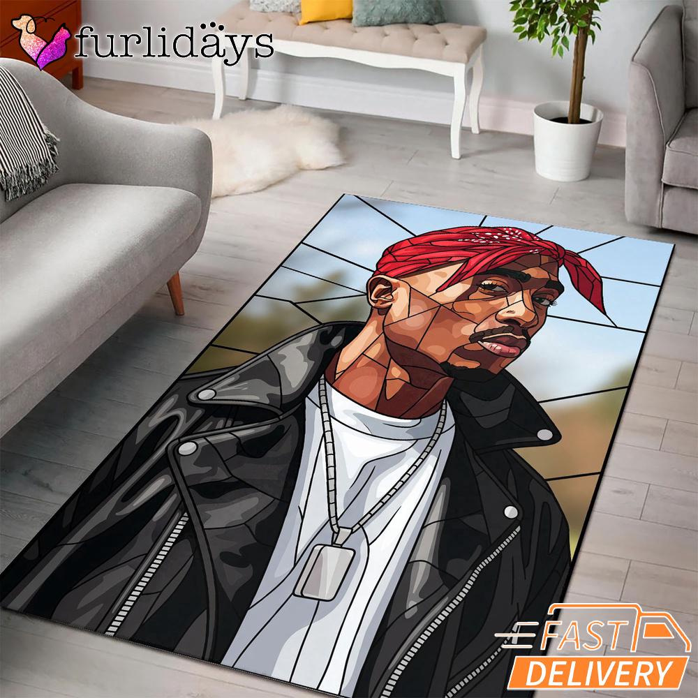 Tupac Leather Bandana Rectangle Rug Tupac Leather Bandana Rectangle Rug