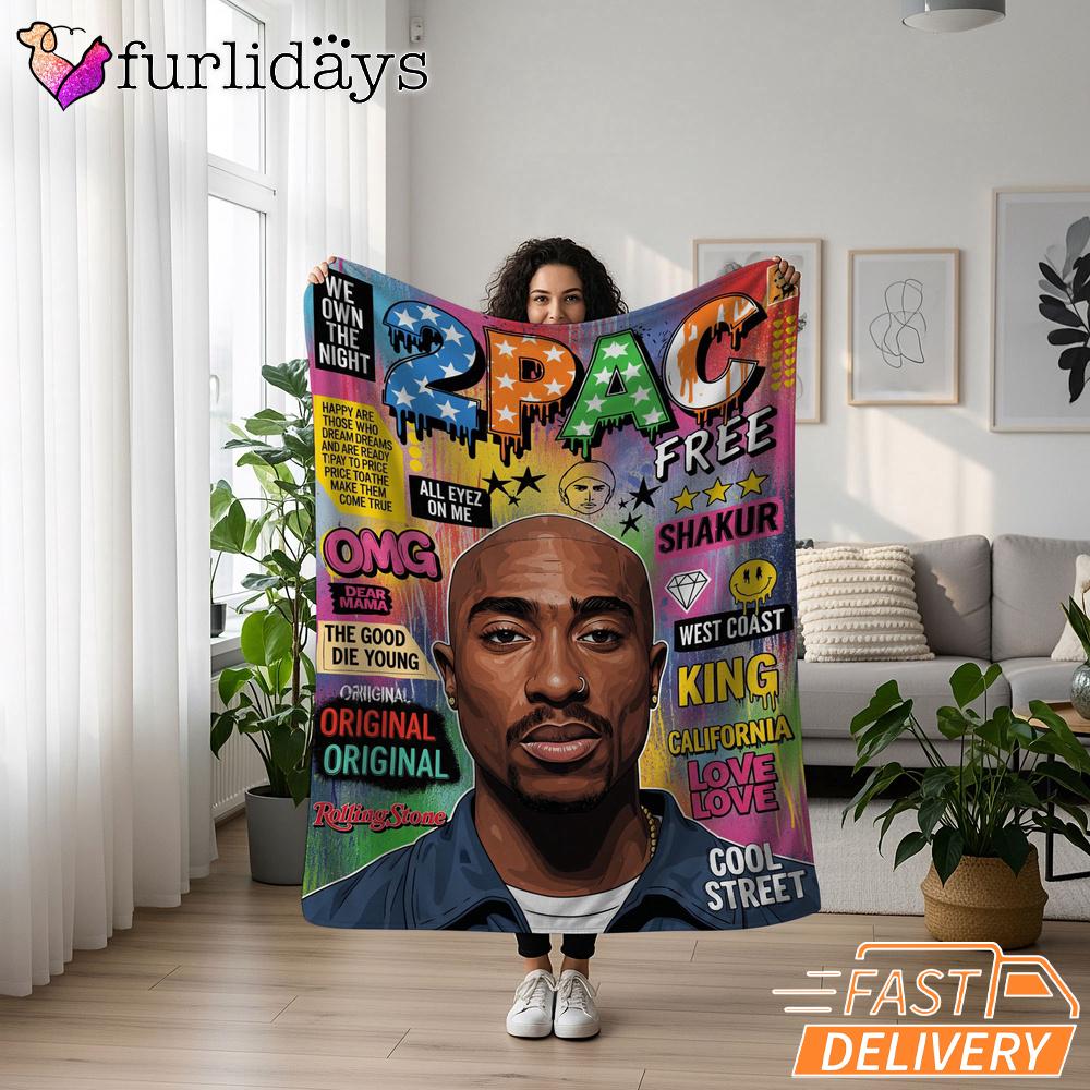 Tupac Magazine Cover Bright Blanket Tupac Magazine Cover Bright Blanket