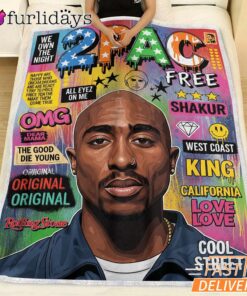 Tupac Magazine Cover Bright Blanket