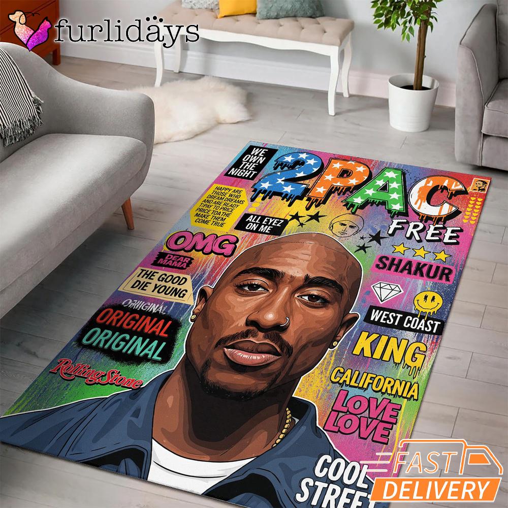 Tupac Magazine Cover Bright Rectangle Rug Tupac Magazine Cover Bright Rectangle Rug