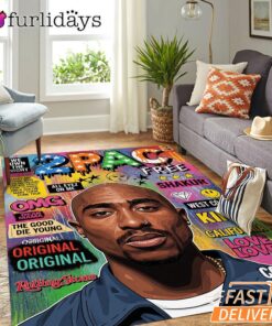 Tupac Magazine Cover Bright Rectangle Rug