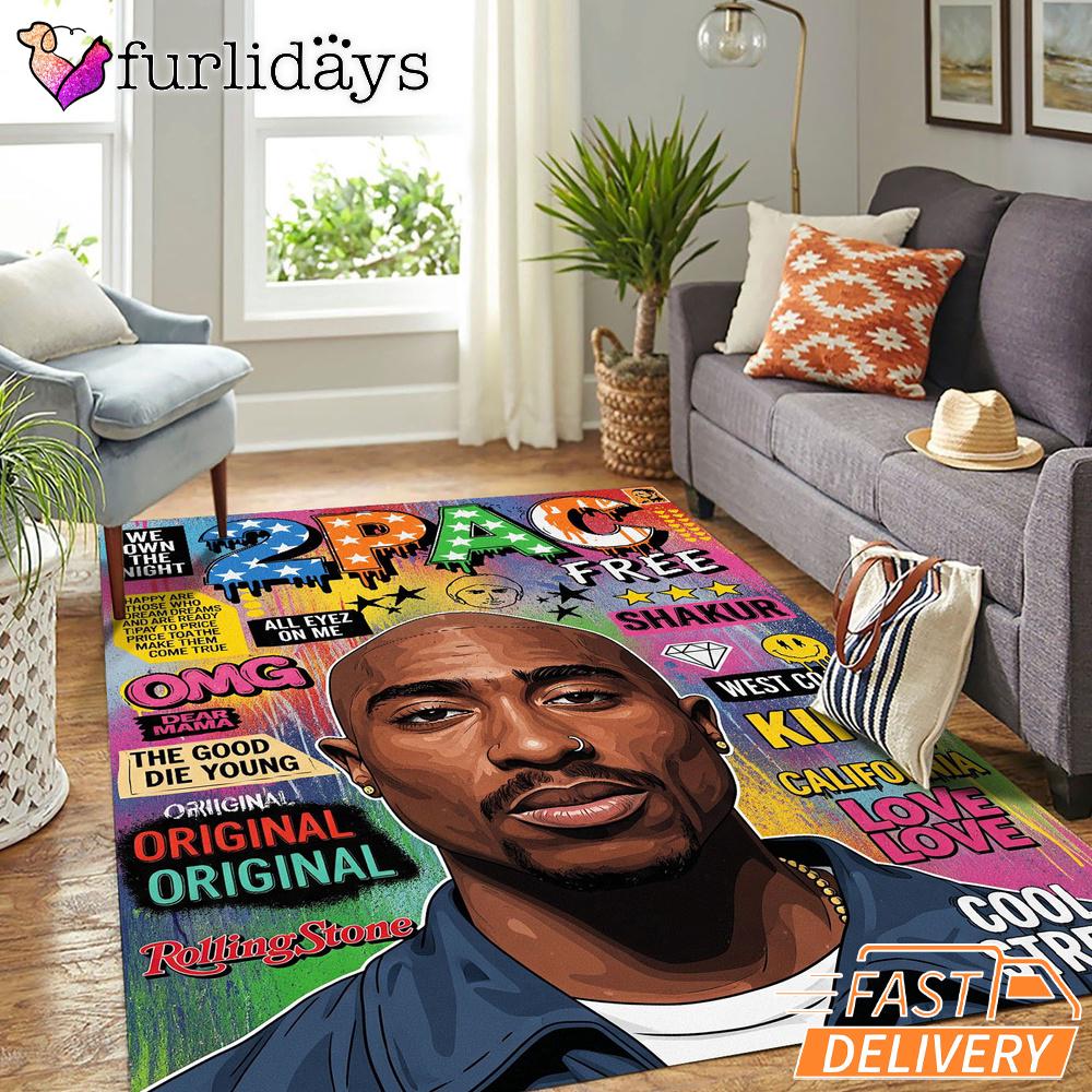 Tupac Magazine Cover Bright Rectangle Rug Tupac Magazine Cover Bright Rectangle Rug