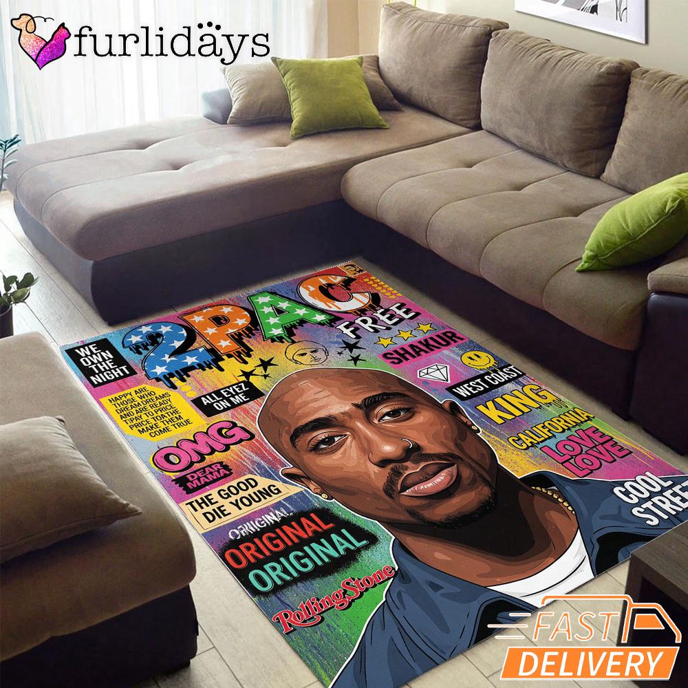 Tupac Magazine Cover Bright Rectangle Rug Tupac Magazine Cover Bright Rectangle Rug