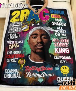 Tupac Magazine Cover Green Blanket