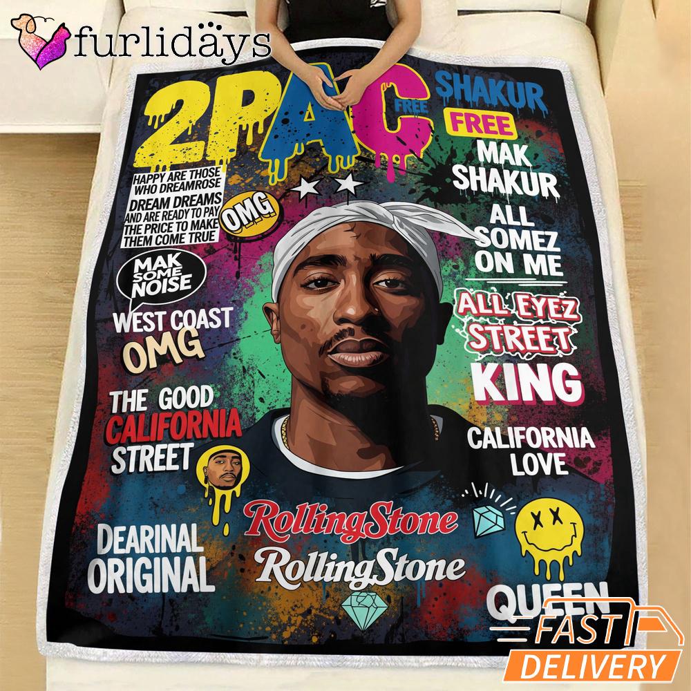 Tupac Magazine Cover Green Blanket Tupac Magazine Cover Green Blanket