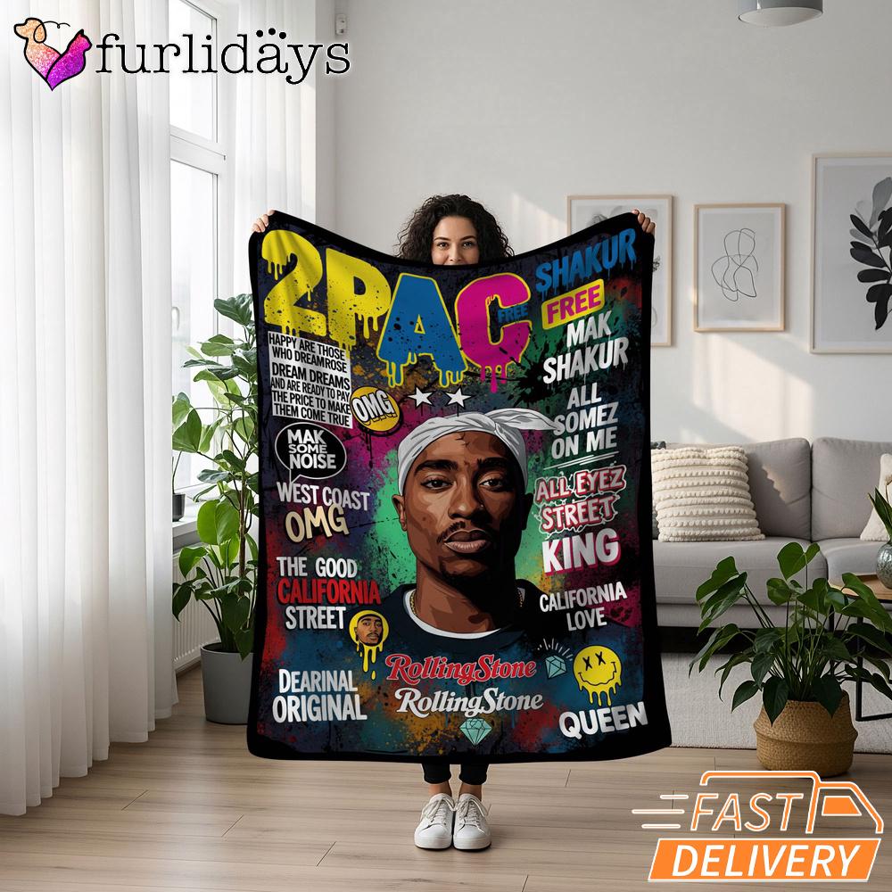 Tupac Magazine Cover Green Blanket Tupac Magazine Cover Green Blanket