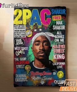 Tupac Magazine Cover Green Blanket