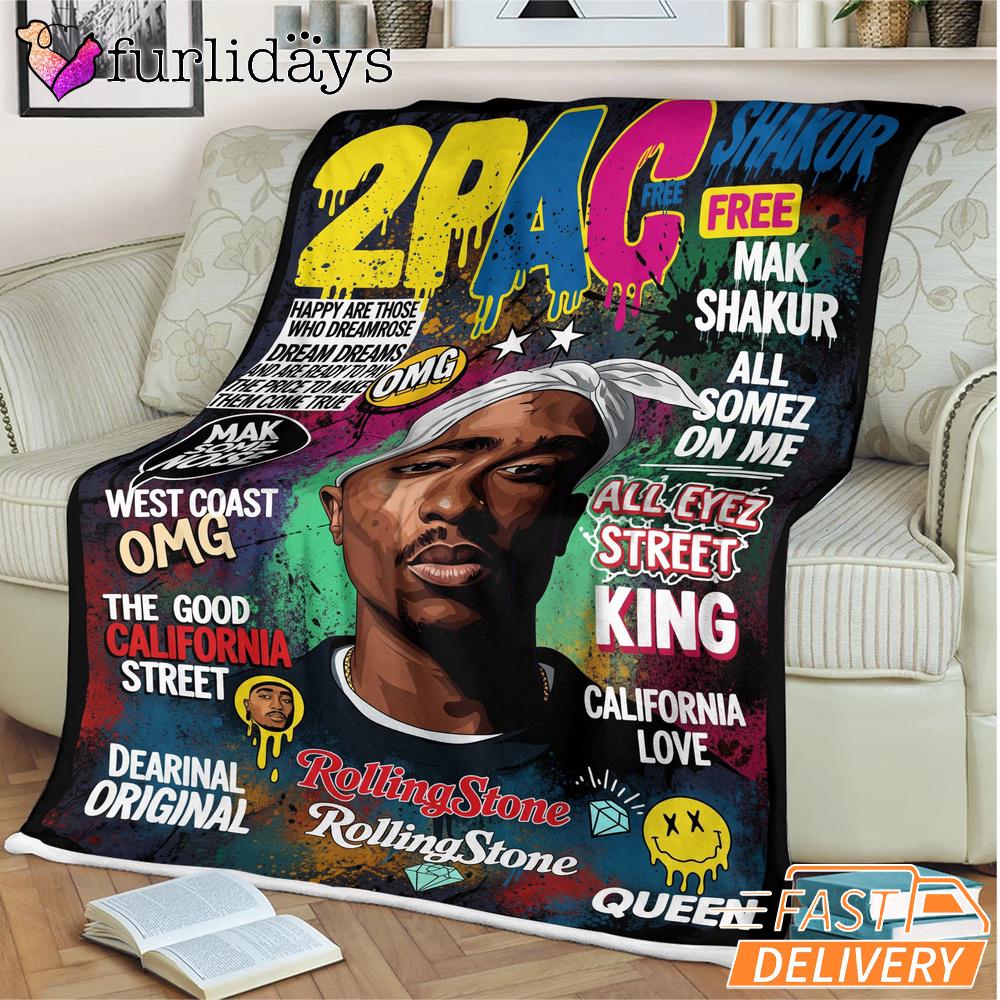 Tupac Magazine Cover Green Blanket Tupac Magazine Cover Green Blanket