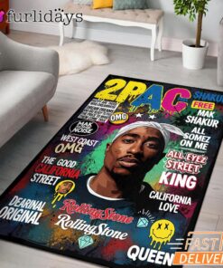 Tupac Magazine Cover Green Rectangle Rug