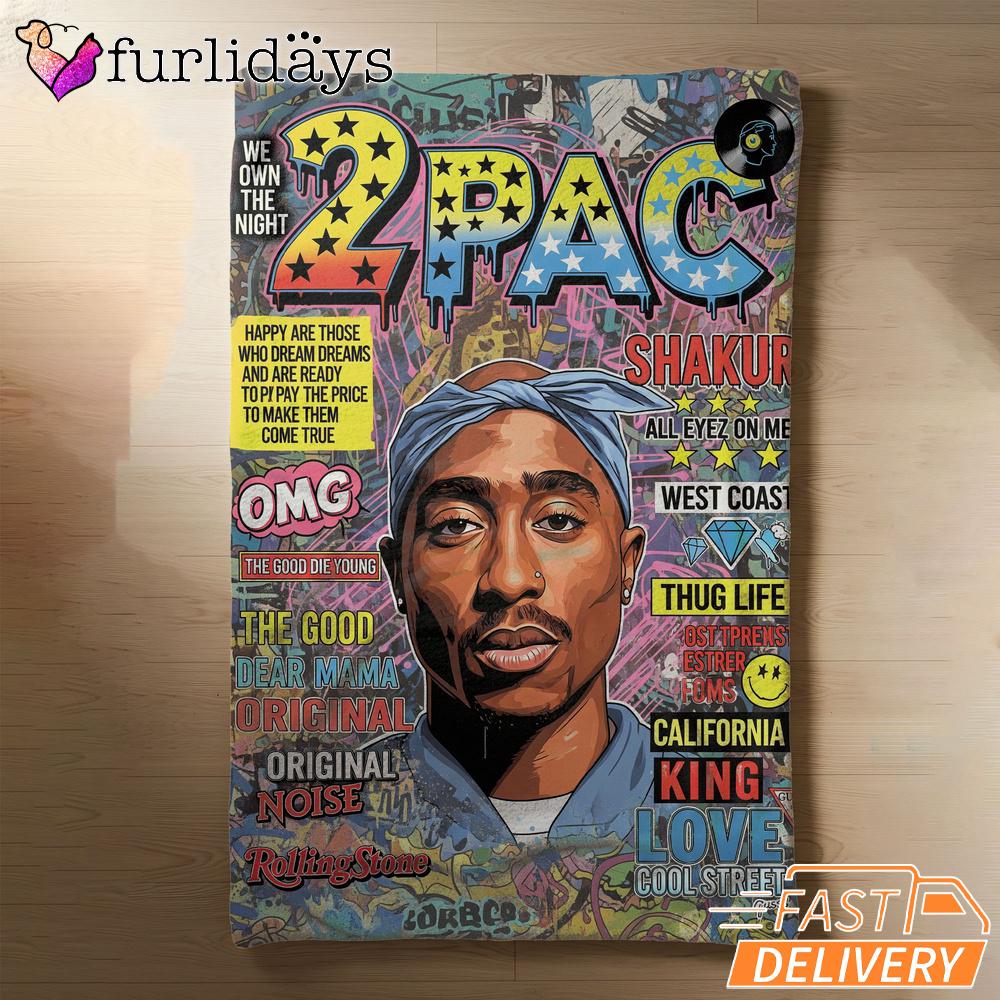 Tupac Magazine Cover Retro Blanket Tupac Magazine Cover Retro Blanket