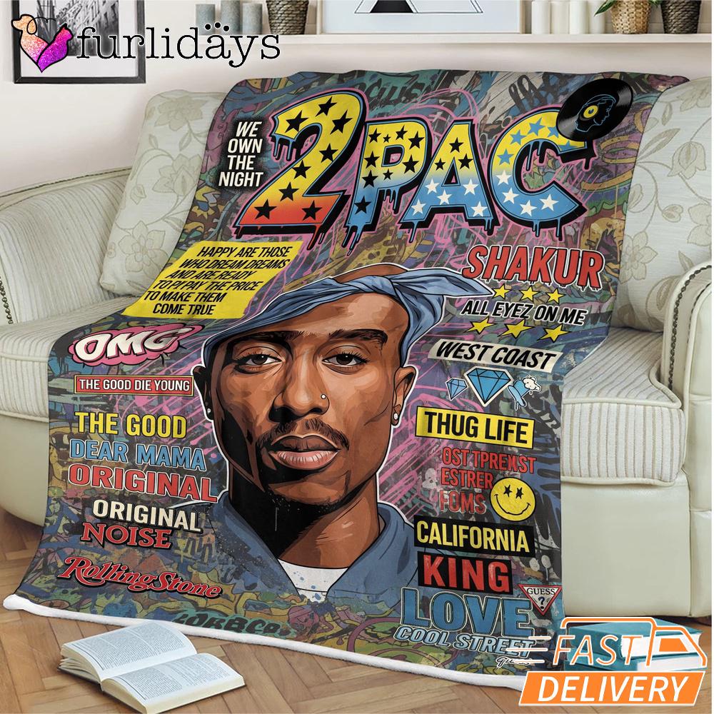 Tupac Magazine Cover Retro Blanket Tupac Magazine Cover Retro Blanket