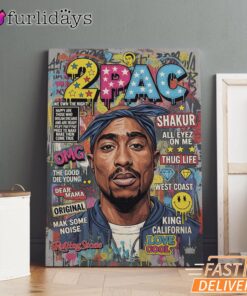 Tupac Magazine Pop Art Canvas, Rap Lengends Poster