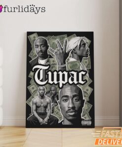 Tupac Montage Black White Canvas, Rap Lengends Poster