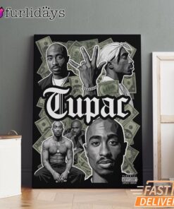Tupac Montage Black White Canvas, Rap Lengends Poster