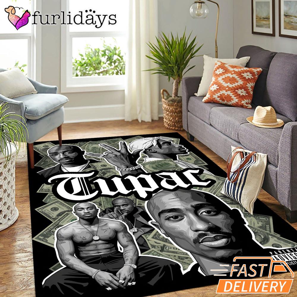 Tupac Montage Black White Rectangle Rug Tupac Montage Black White Rectangle Rug