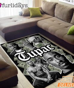 Tupac Montage Black White Rectangle Rug
