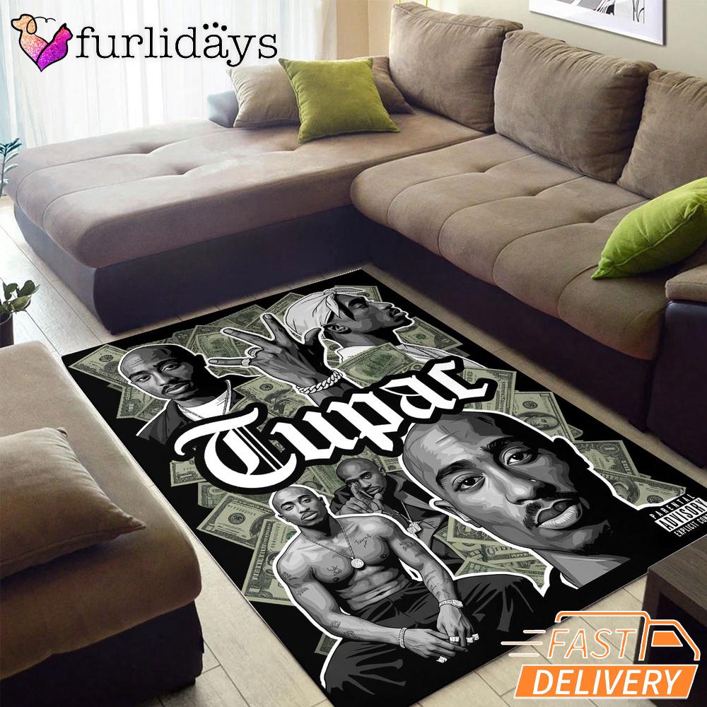 Tupac Montage Black White Rectangle Rug Tupac Montage Black White Rectangle Rug