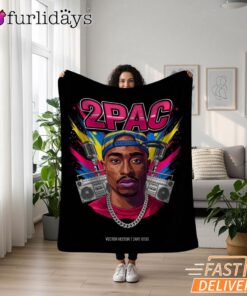 Tupac Neon Retro Boombox Blanket