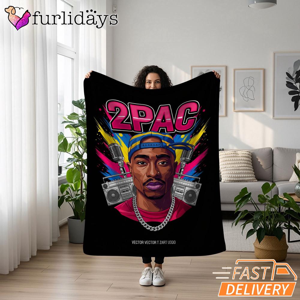 Tupac Neon Retro Boombox Blanket Tupac Neon Retro Boombox Blanket
