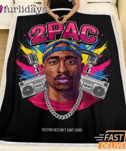Tupac Neon Retro Boombox Blanket