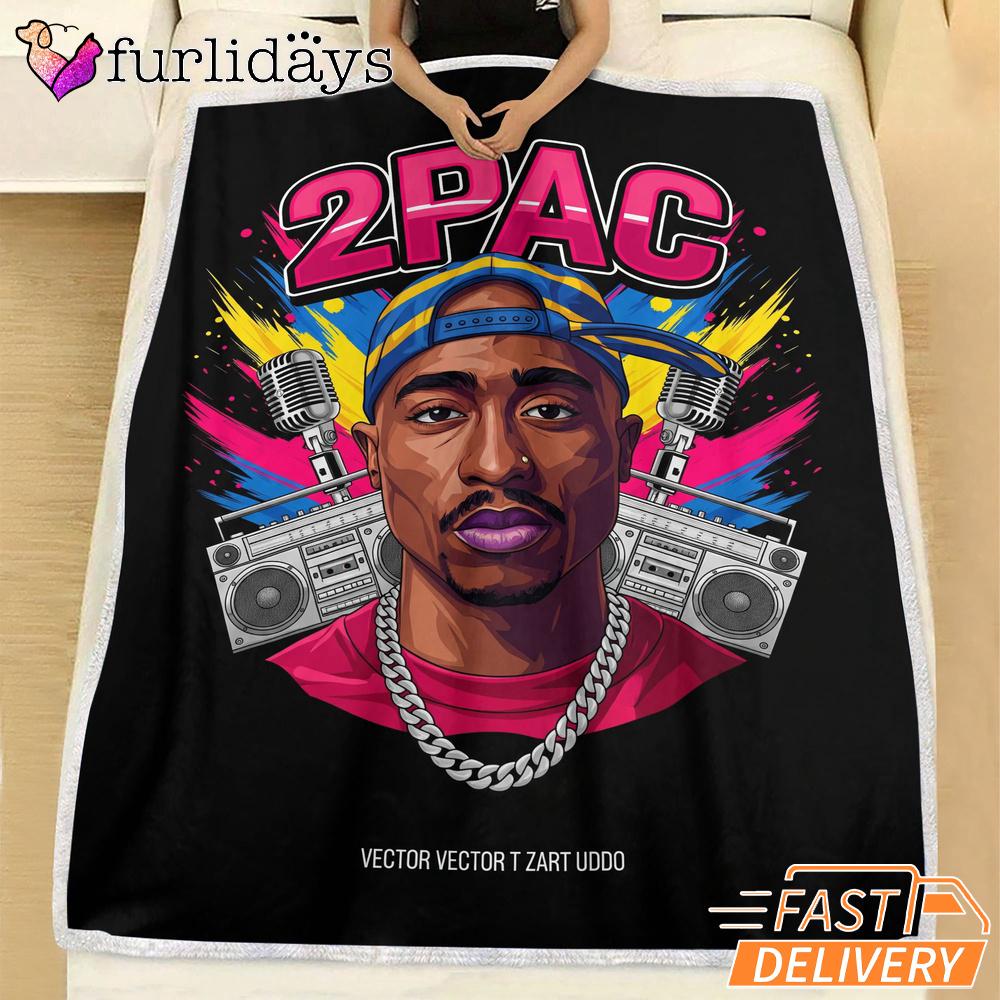 Tupac Neon Retro Boombox Blanket Tupac Neon Retro Boombox Blanket