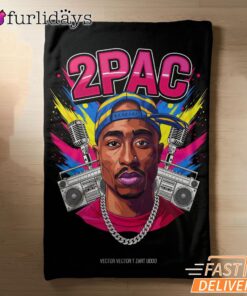 Tupac Neon Retro Boombox Blanket