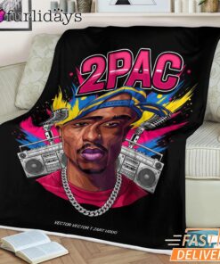 Tupac Neon Retro Boombox Blanket