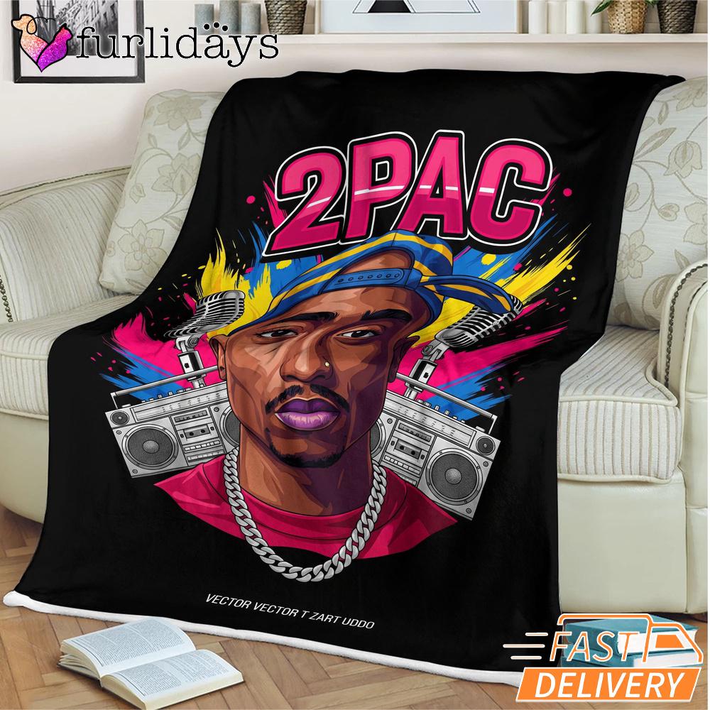 Tupac Neon Retro Boombox Blanket Tupac Neon Retro Boombox Blanket