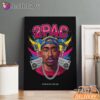Tupac Neon Retro Boombox Canvas, Rap Lengends Poster
